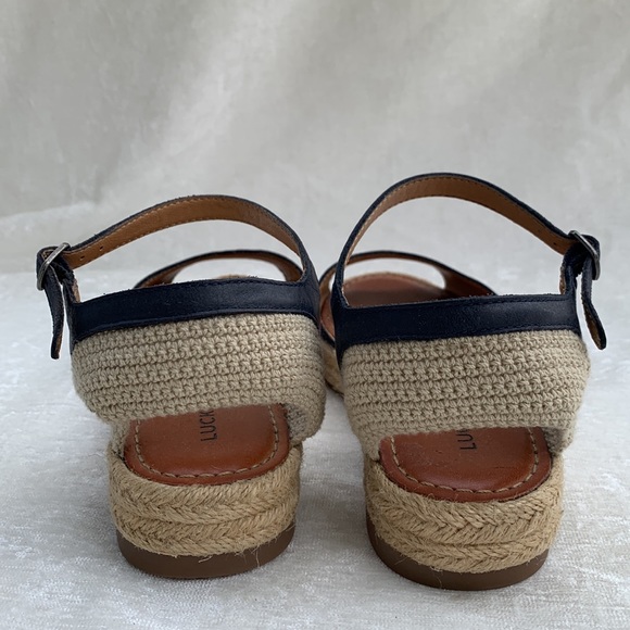 Lucky Brand Flairr Blue Leather Espadrilles Sandals - Picture 4 of 12